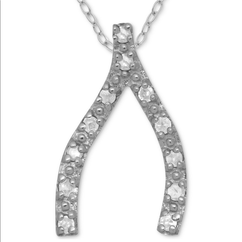 Diamond Wishbone 18" yPendant Necklace (1/10 ct. t.w.) in Sterling Silver